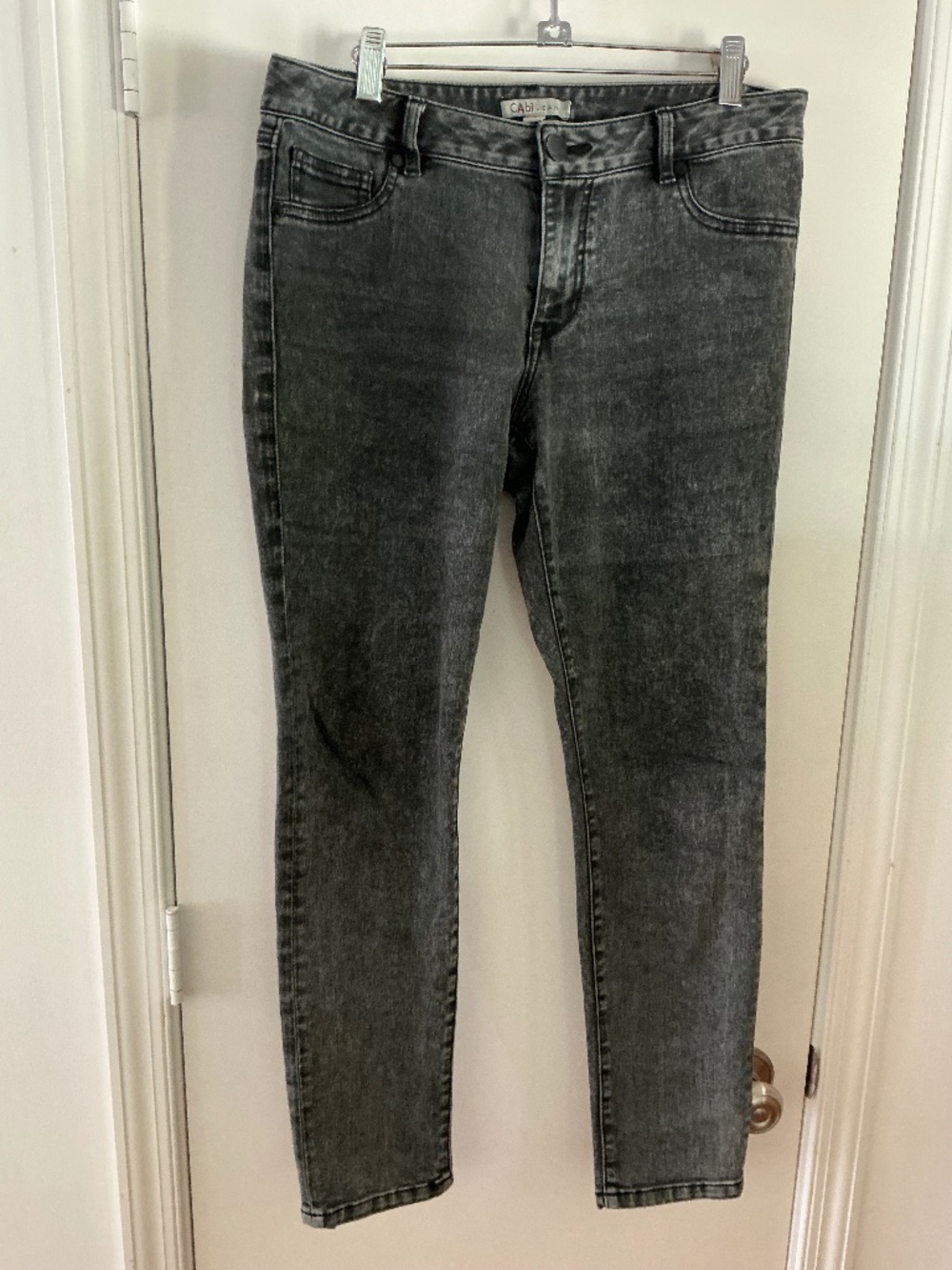 CAbi Acid Washed Jeans Charcoal Gray Size 8